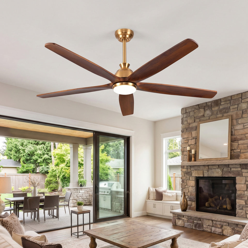 XCWIIE 504 Modern 5-Blade Ceiling Fan with Dimmable LED Light and Remote