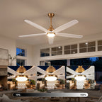 XCWIIE 504 Modern 5-Blade Ceiling Fan with Dimmable LED Light and Remote