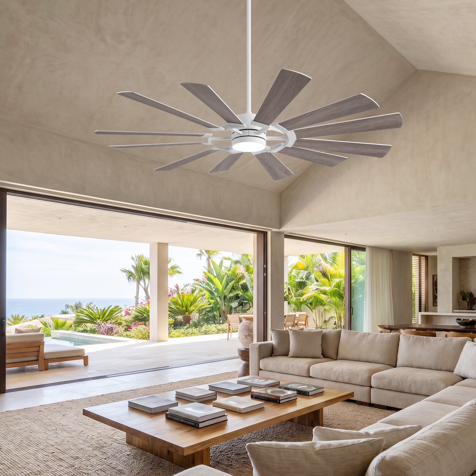 XCWIIE 121 12-Blade High-Airflow Ceiling Fan with Light