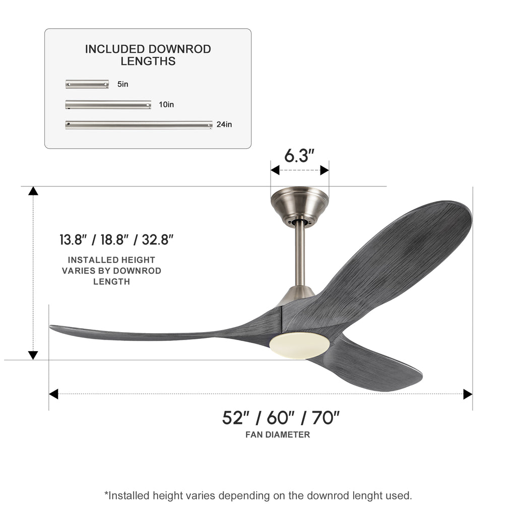 XCWIIE 301L ceiling fan size guide #graynickel