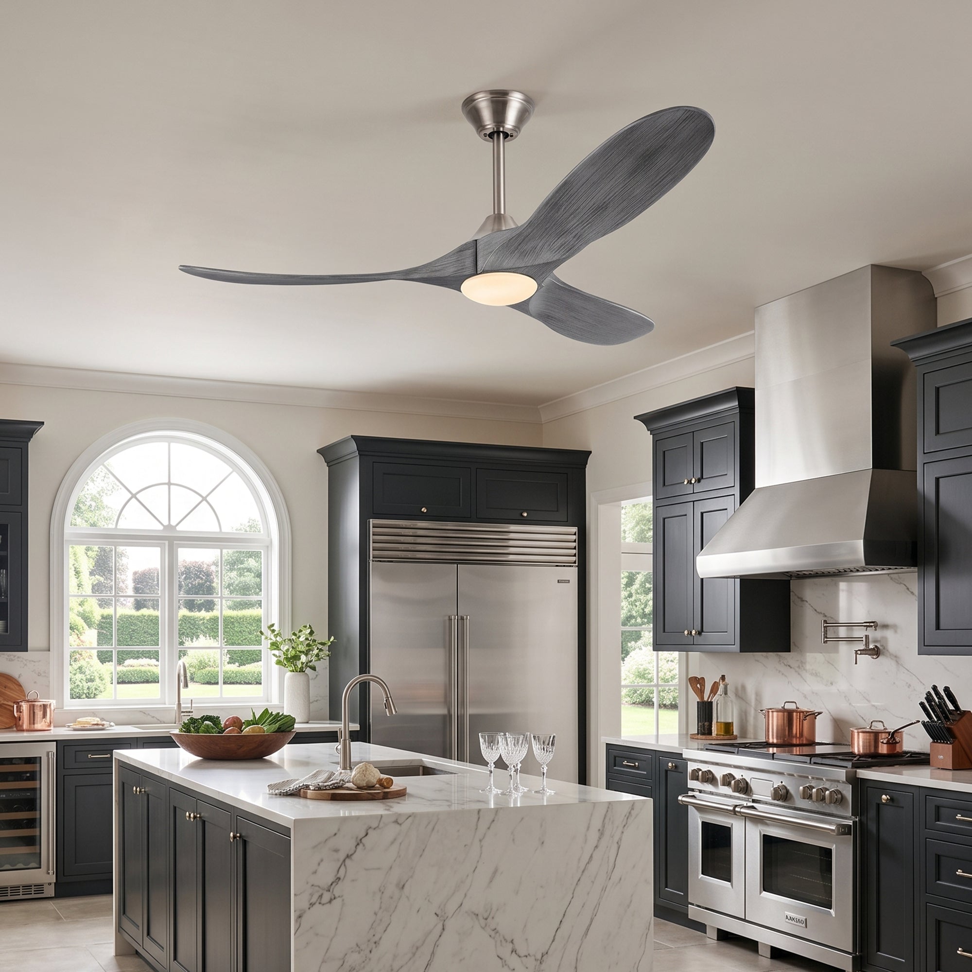 XCWIIE 301L gray nickel ceiling fan in a modern kitchen room #graynickel
