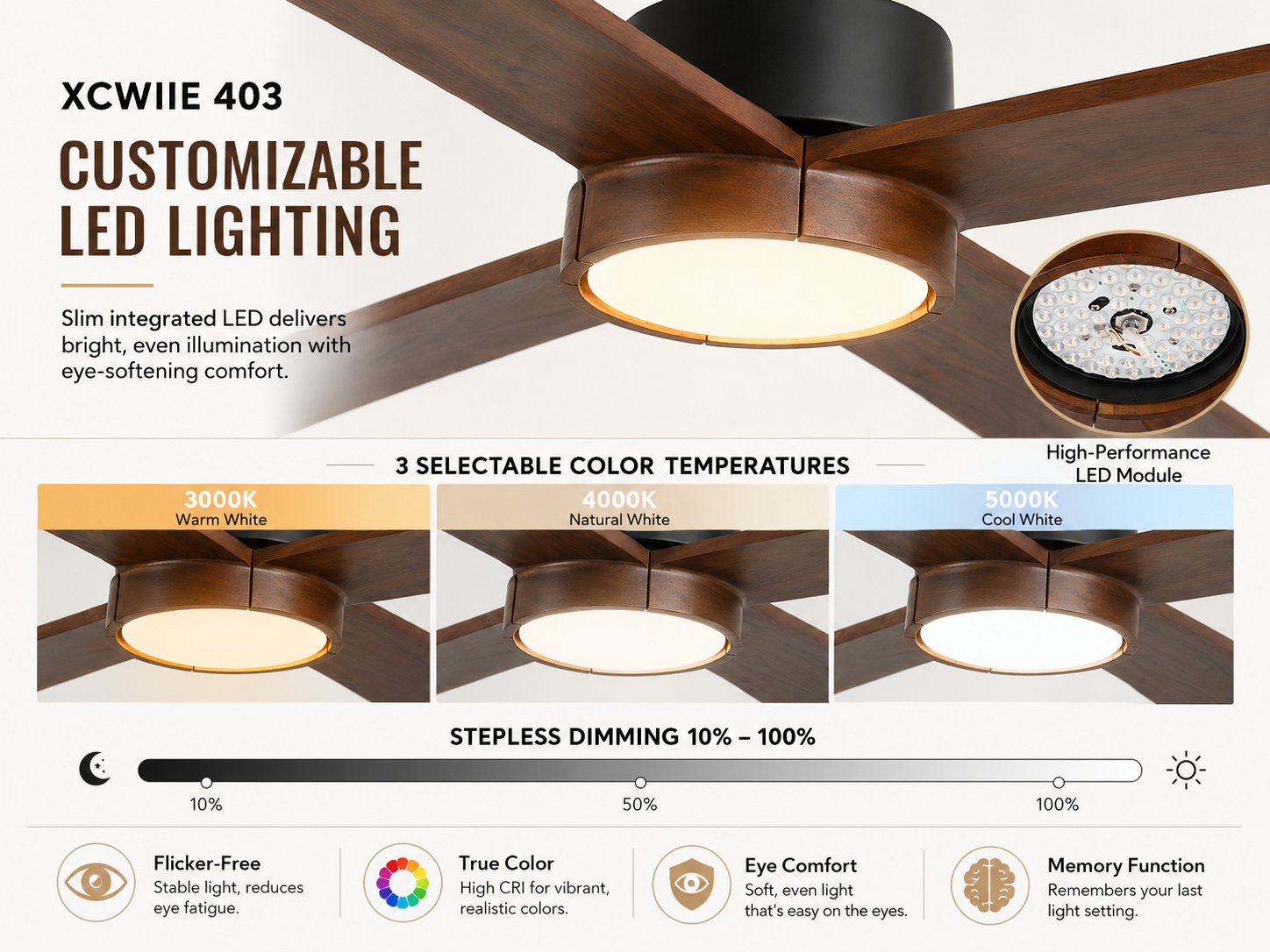 XCWIIE 403 Smart Ceiling Fan with Light