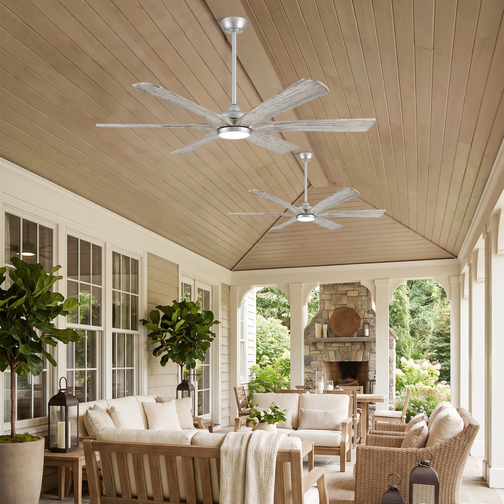 XCWIIE 608 Solid Wood 6-Blade Smart Ceiling Fan with Dimmable LED Light