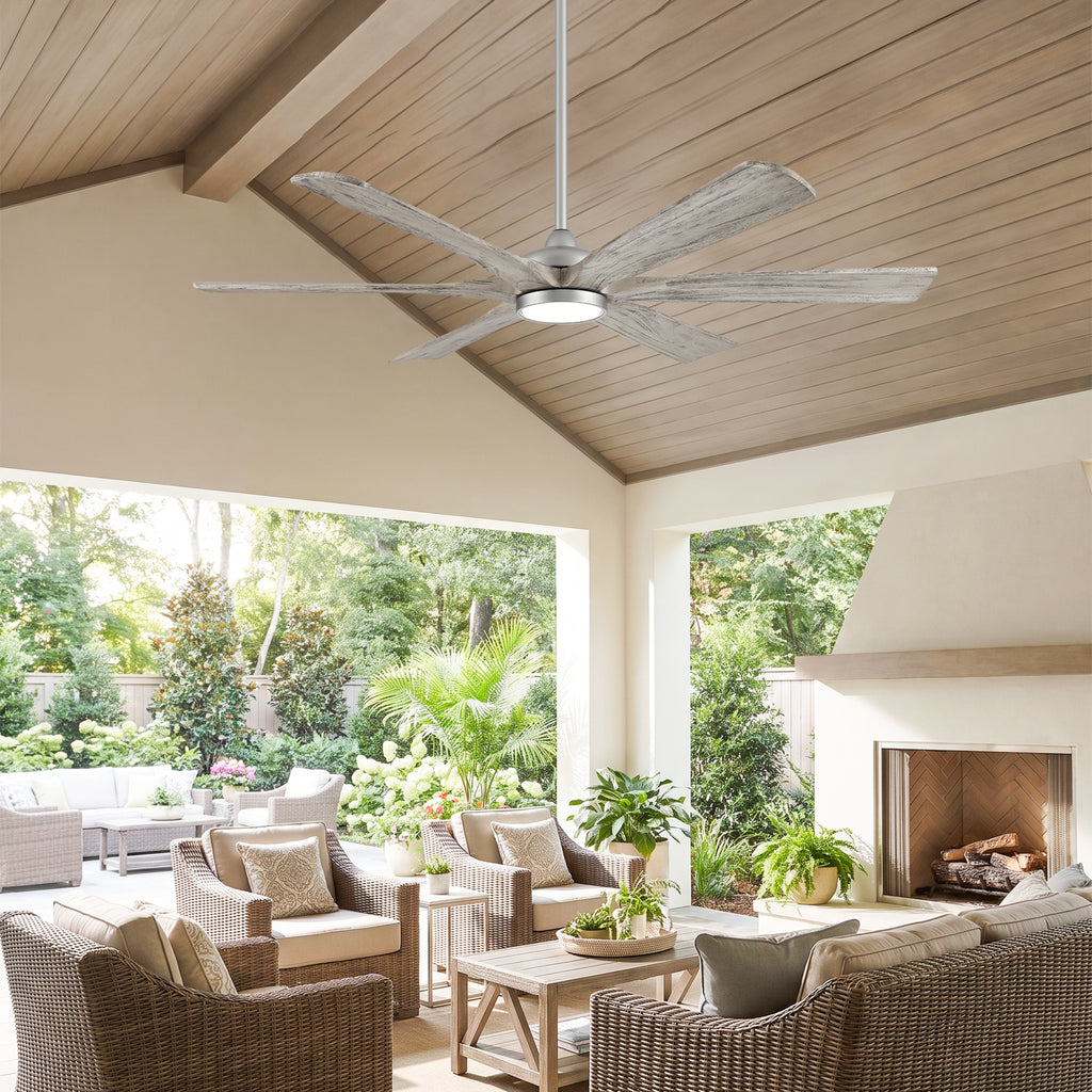 XCWIIE 608 Solid Wood 6-Blade Smart Ceiling Fan with Dimmable LED Light