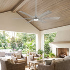 XCWIIE 608 Solid Wood 6-Blade Smart Ceiling Fan with Dimmable LED Light