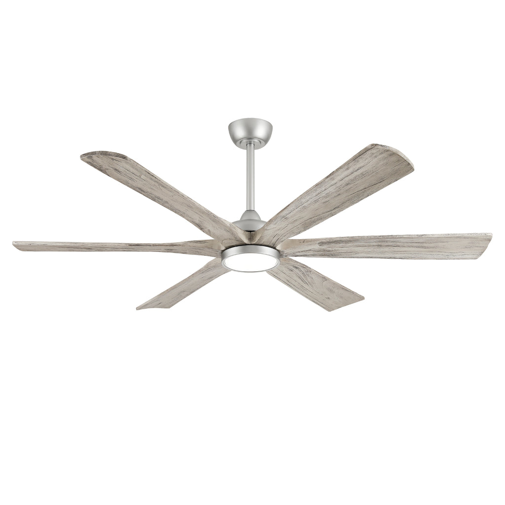 XCWIIE 608 Solid Wood 6-Blade Smart Ceiling Fan with Dimmable LED Light