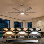 XCWIIE 608 Solid Wood 6-Blade Smart Ceiling Fan with Dimmable LED Light