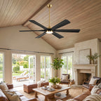 XCWIIE 608 Solid Wood 6-Blade Smart Ceiling Fan with Dimmable LED Light