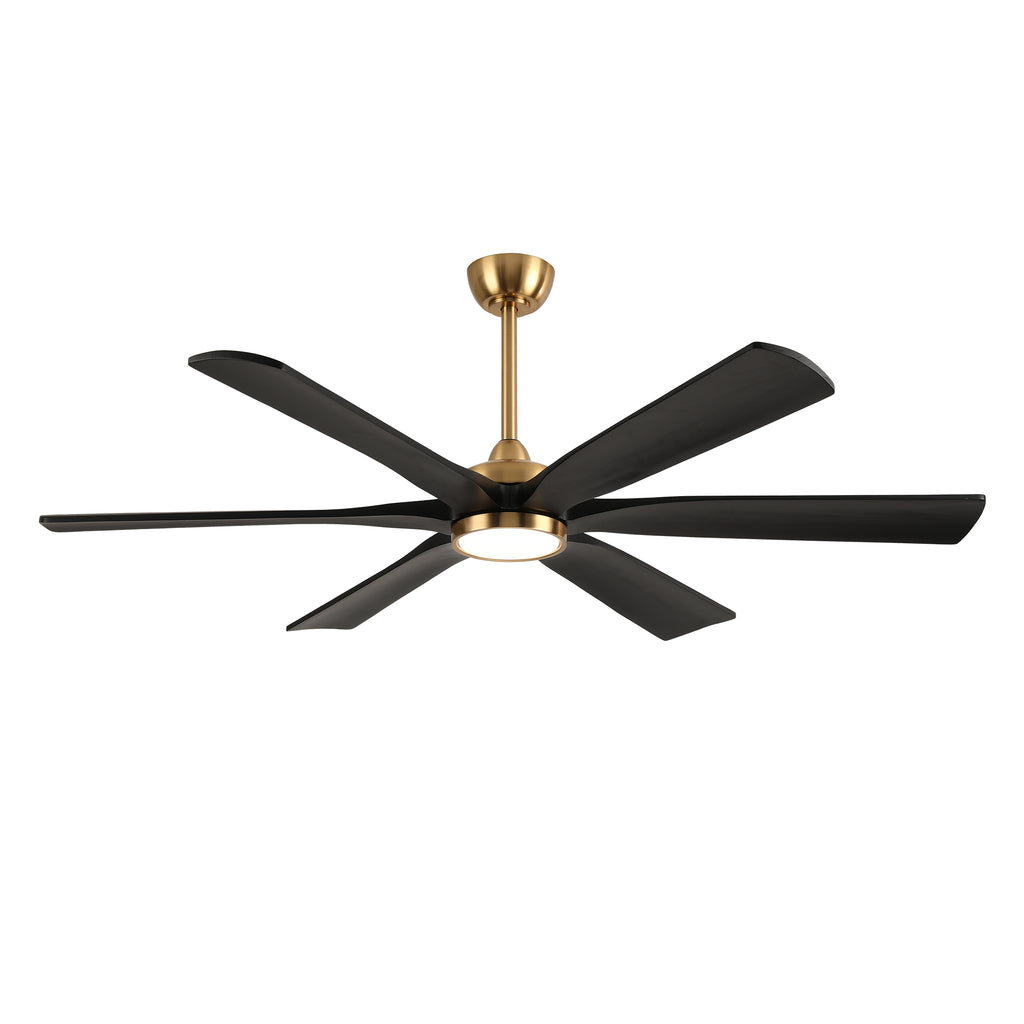 XCWIIE 608 Solid Wood 6-Blade Smart Ceiling Fan with Dimmable LED Light