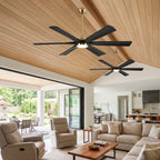 XCWIIE 608 Solid Wood 6-Blade Smart Ceiling Fan with Dimmable LED Light