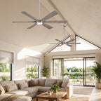 XCWIIE 608 Solid Wood 6-Blade Smart Ceiling Fan with Dimmable LED Light