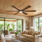 XCWIIE 608 Solid Wood 6-Blade Smart Ceiling Fan with Dimmable LED Light