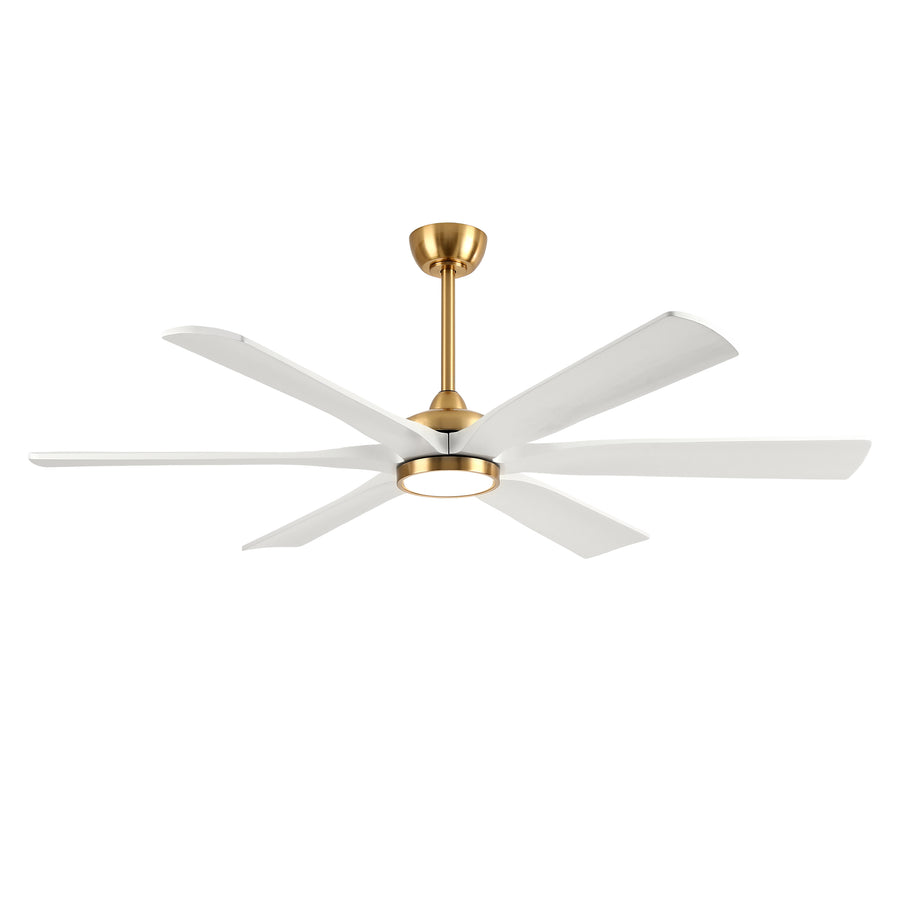 XCWIIE 608 Solid Wood 6-Blade Smart Ceiling Fan with Dimmable LED Light