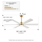 XCWIIE 608 Solid Wood 6-Blade Smart Ceiling Fan with Dimmable LED Light