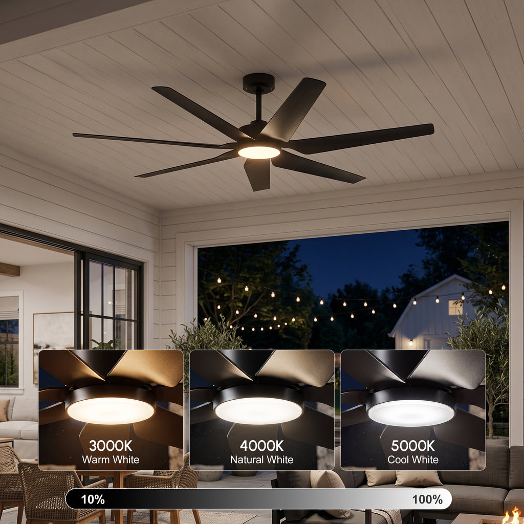 XCWIIE 703 black ceiling fan with 24W dimmable LED light #black