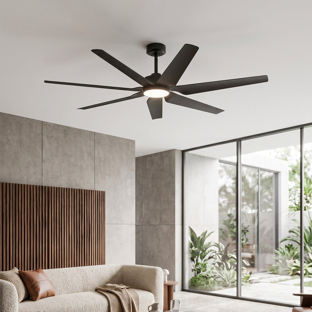 XCWIIE 703 black smart ceiling fan with light in home lifestyle scene #black