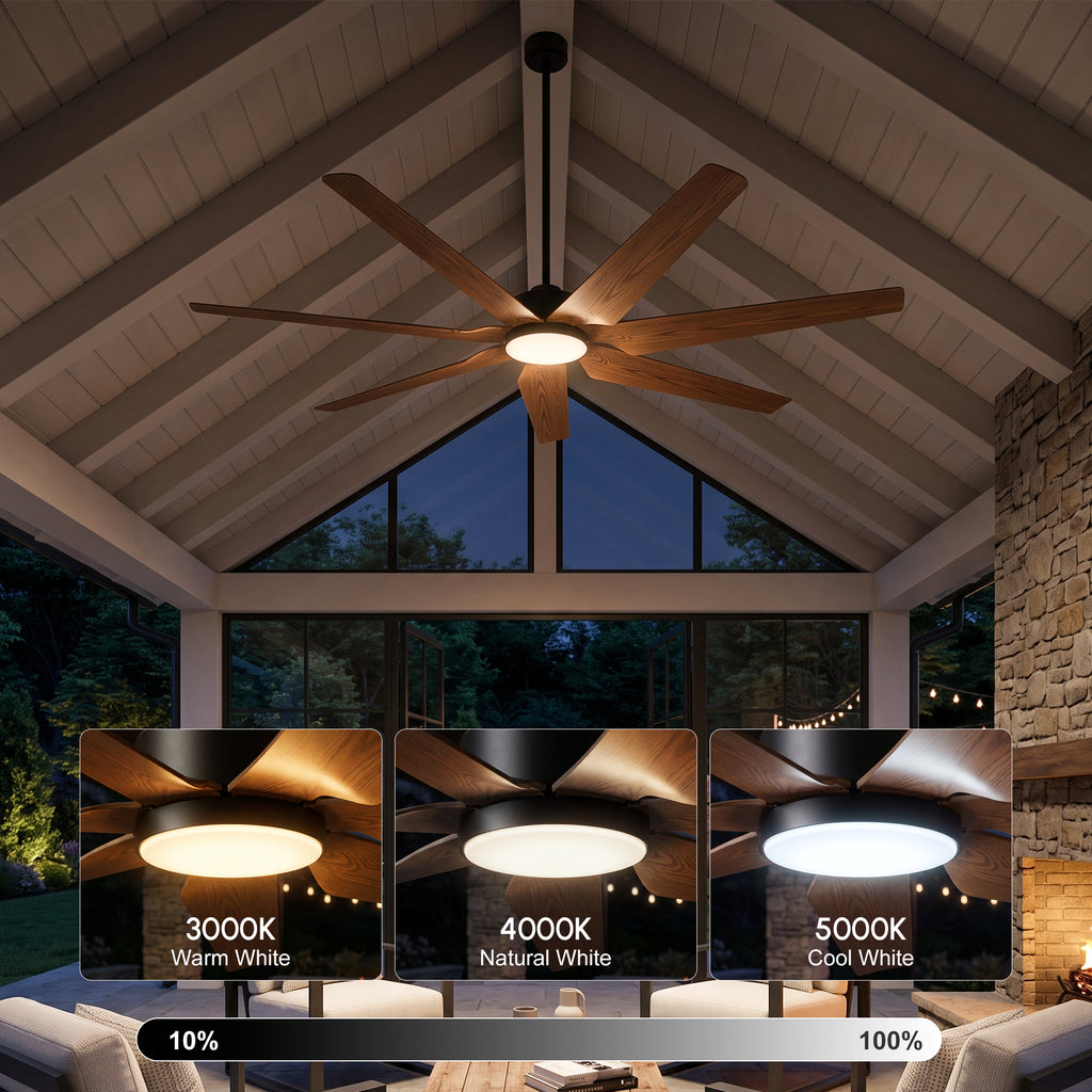 XCWIIE 703 walnut-finished ABS ceiling fan with 24W dimmable LED light #woodgrain