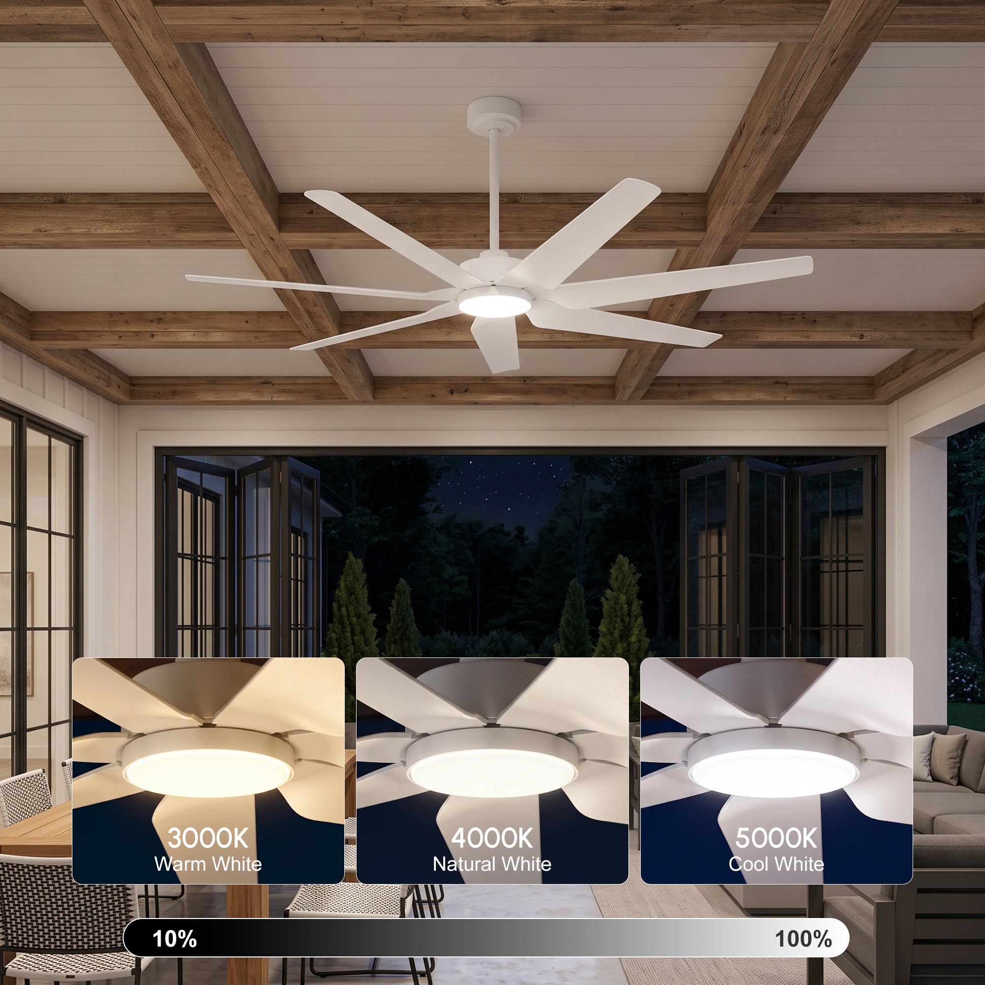 XCWIIE 703 white ceiling fan with 24W dimmable LED light #white