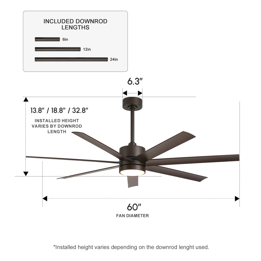XCWIIE 705 wood grain 56-inch outdoor ceiling fan dimensions and installation measurements #woodgrain