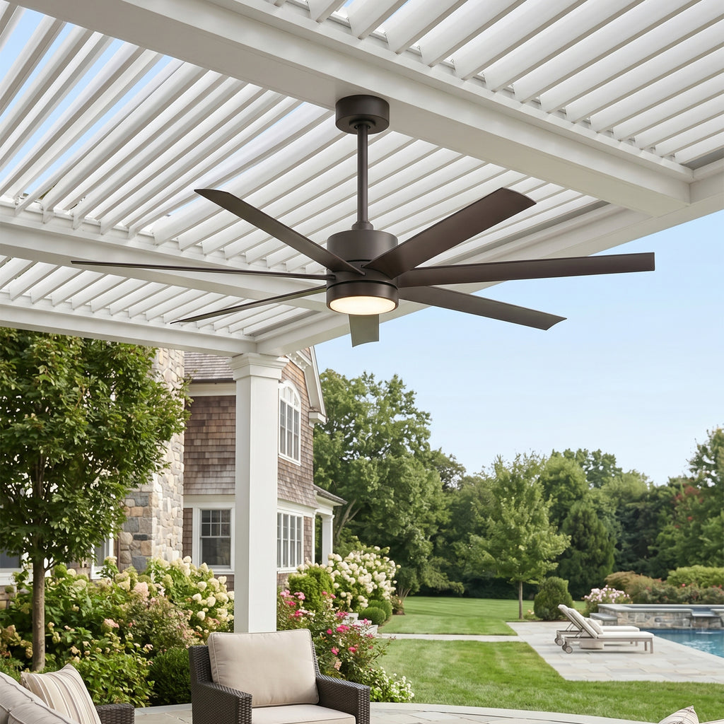 XCWIIE 705 bronze outdoor ceiling fan showing dimmable LED lighting and three color temperatures #bronze