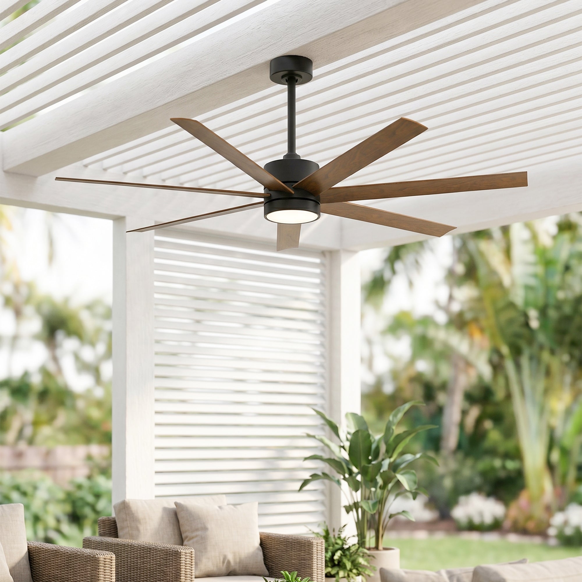 XCWIIE 705 wood grain wet-rated ceiling fan providing airflow in an outdoor area #woodgrain