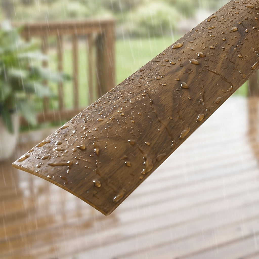 Close-up of wood grain UV-coated ABS blades on the XCWIIE 705 outdoor ceiling fan #woodgrain