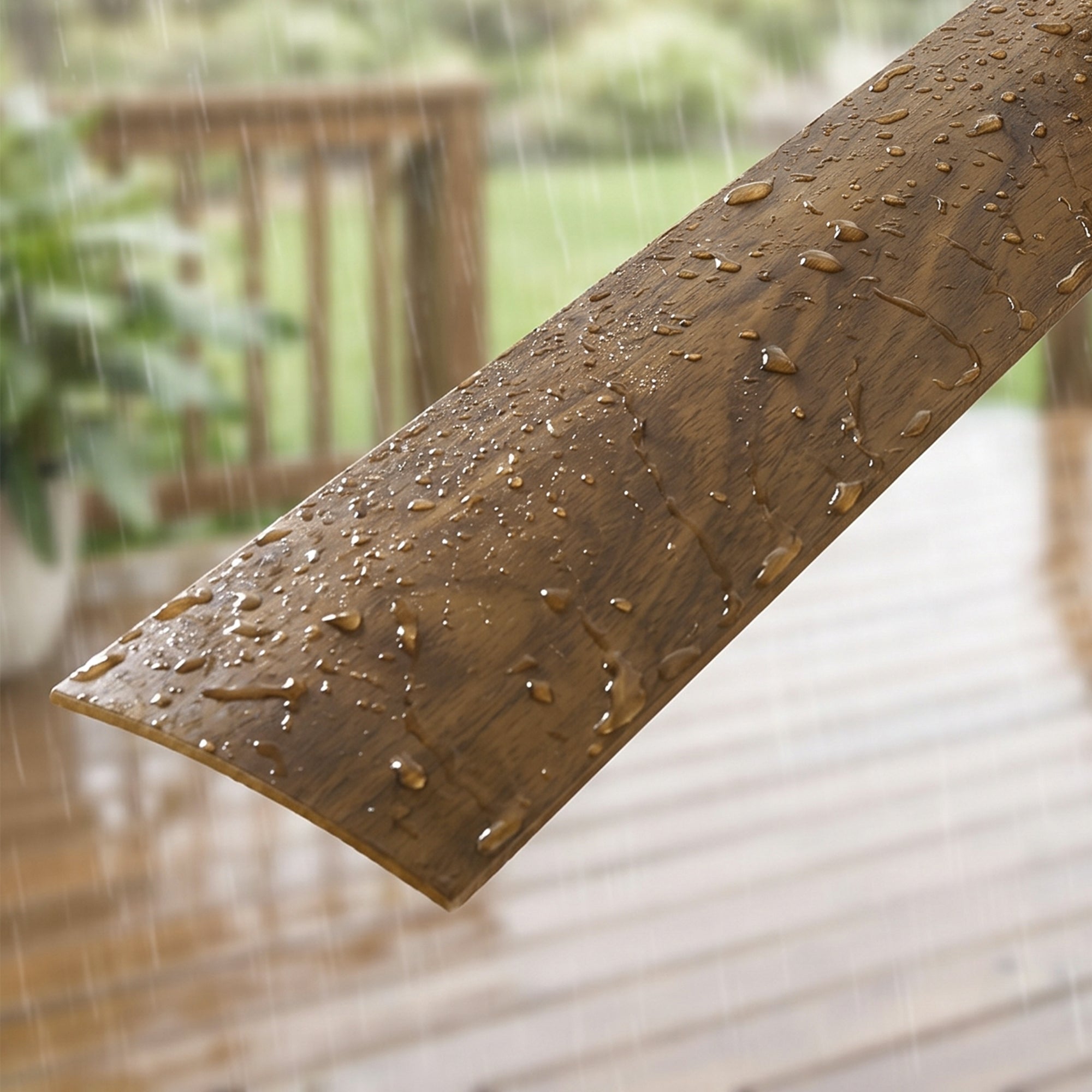 Close-up of wood grain UV-coated ABS blades on the XCWIIE 705 outdoor ceiling fan #woodgrain